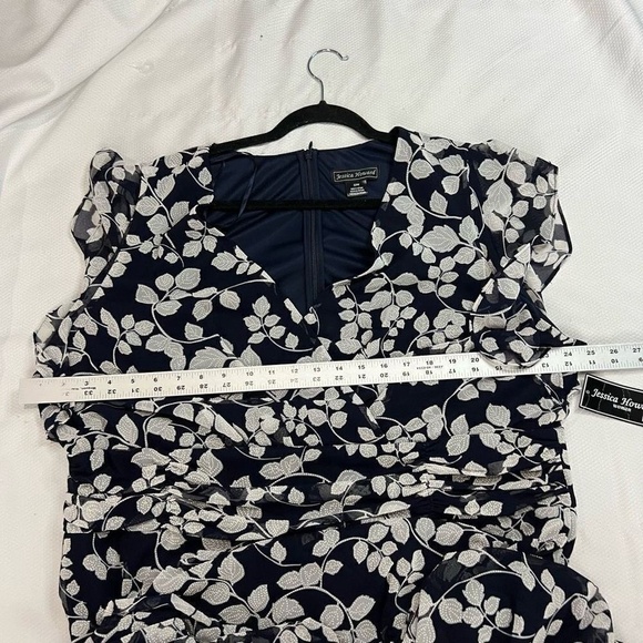 Jessica Howard Blue‎ White Floral Chiffon Knee Length Dress - Picture 7 of 10